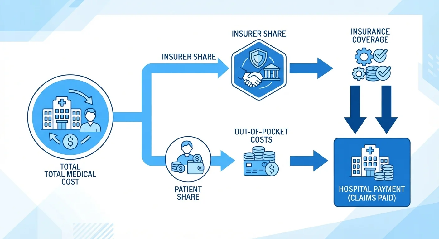 Illustration showing how cost-sharing works between a health insurance plan and a policyholder